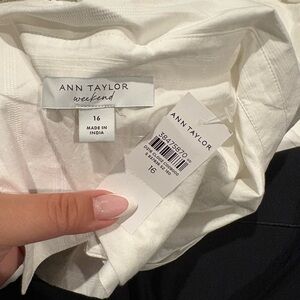 Ann Taylor White Pleated Midi Shirtdress